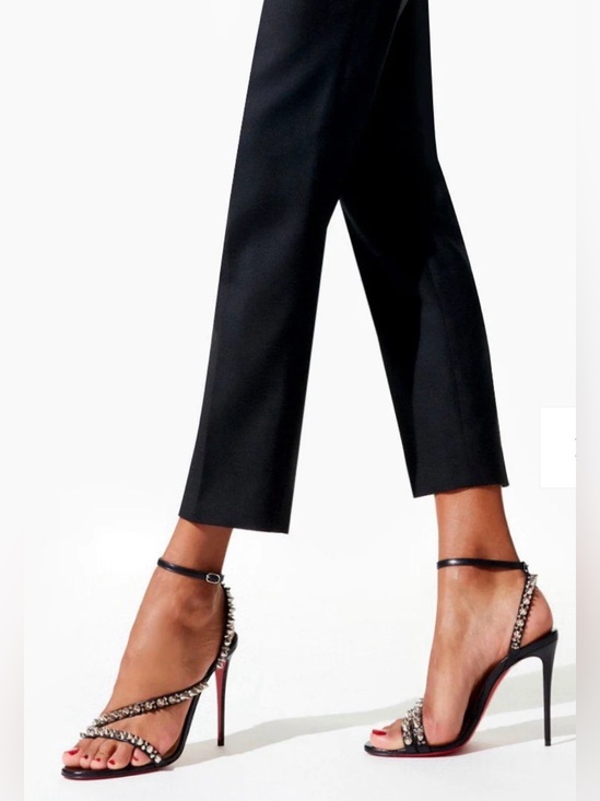 Christian Louboutin Shoes - Christian Louboutin Mafaldina Spikes 100 Black Silver Leather Sandals EU 38